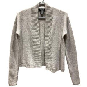 Lord & Taylor light grey cropped open-front cashmere cardigan size S